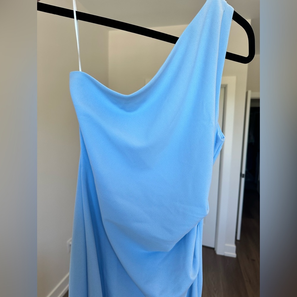SHOWPO Criselda One-Shoulder Light Blue Maxi Dress
